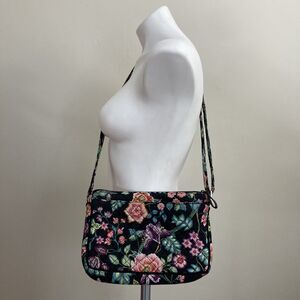 VTG Vera Bradley Whimsygoth Black Floral Purse Adjustable Crossbody Shoulder Bag